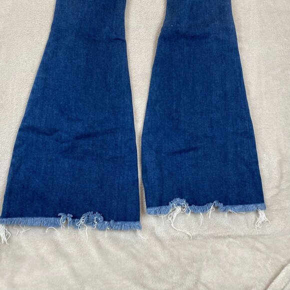 KanCan Women's Jeans Size 26 Distressed Flare Medium Wash Frayed Hem Stretch Den - Picture 15 of 16